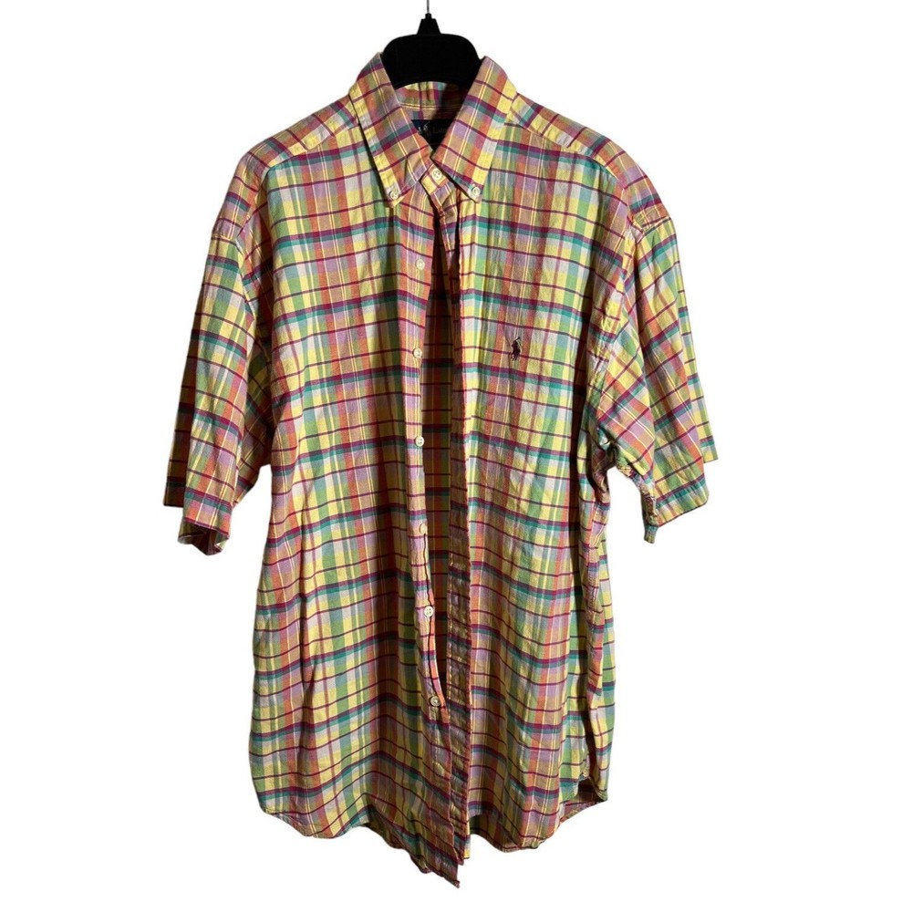 Ralph Lauren Shirt Mens Large Red Blue Yellow Button Up Casual